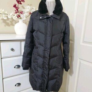 Michael Kors Women’s Black Long Down Puffer Coat w/ Removable Fur Collar Size M